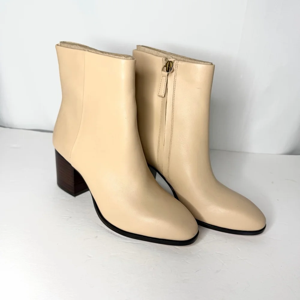 J Crew Sadie stacked-heel ankle boots DARK BEECHWOOD size 7.5 New without box